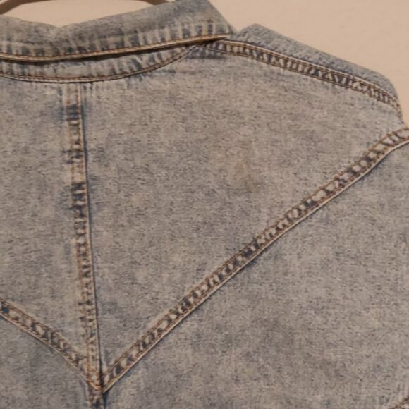 Monique fashions Vintage Blue Jean Embellished Button Up Shirt - Picture 7 of 8